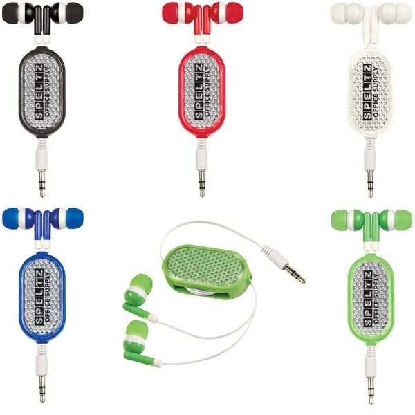 EH2797 Retractable Reflective Earbuds With Custom Imprint